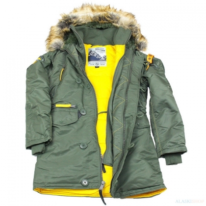 Женская куртка Аляска WOMAN`S OLIVE/YELLOW
